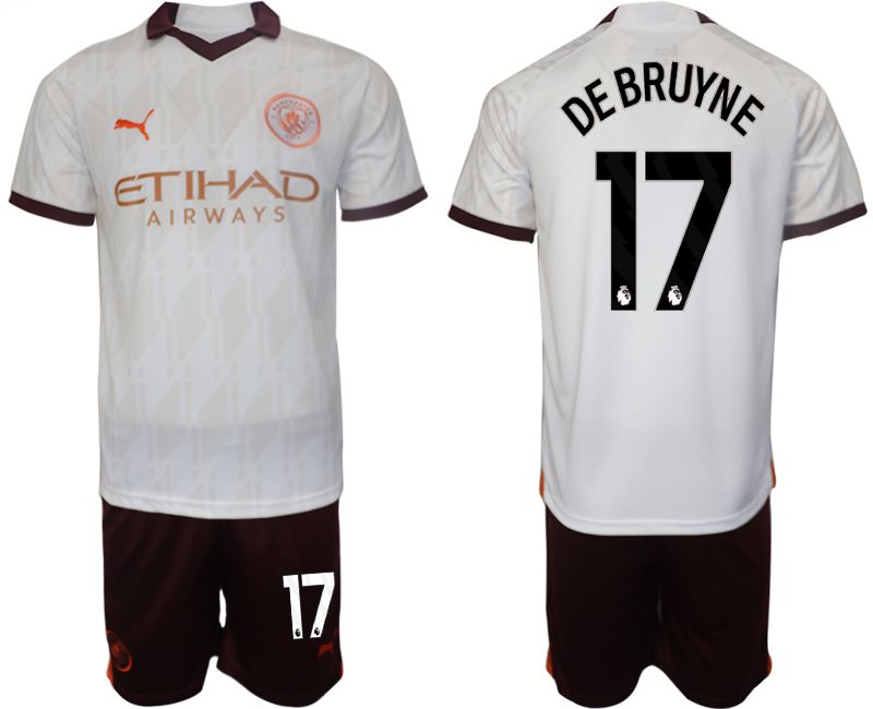 Men 2023-2024 Club Manchester City away white 17 Soccer Jersey